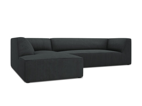 Micadoni linker hoekbank Ruby 4-zits, ribfluwelen, zwart - 180x273x69cm
