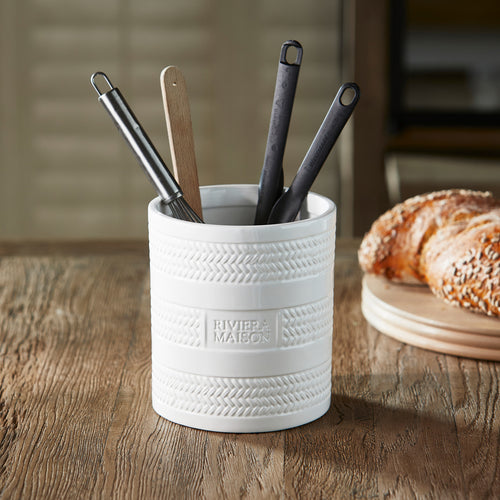 Rivièra Maison La Soie Utensil Holder  - Porselein - Wit - vtwonen shop