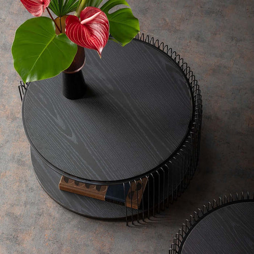 Kare Design Salontafel Wire Double zwart hout (2/Set)