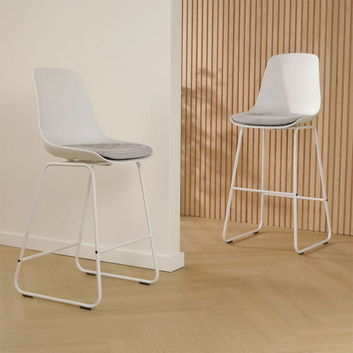 Nolon Nino-Liv Barkruk Wit - Lichtgrijs Kussen - Wit Frame - 65cm - vtwonen shop