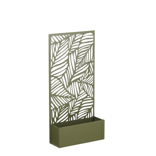 Mica Decorations Sapri Plantensteun - Plantenbak met Klimrek voor Klimplanten - Plantenstandaard Vrijstaand of tegen Muur - 57,5 x 21 x 118 cm - Groen