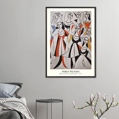 Artfulprints Poster met Lijst Pablo Picasso - Seven ballerinas   - A4 21x29.7 cm - Meerkleurig