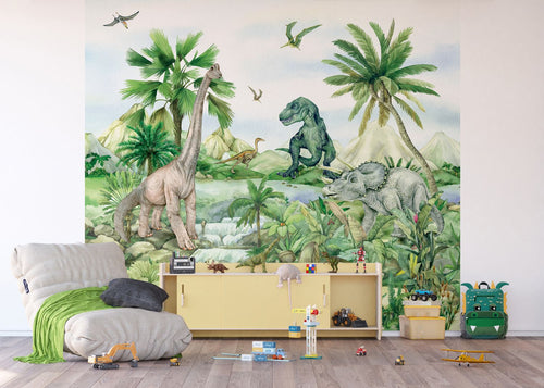 Sanders & Sanders fotobehang dinosaurussen groen - 270 x 300 cm - 601185