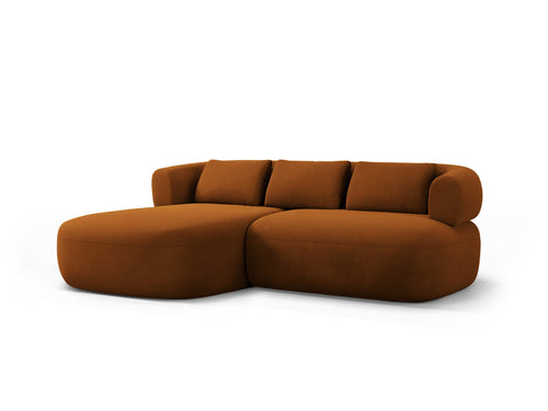 Micadoni linker hoekbank Jenny 5-zits, flueel roze - 145x200x73cm