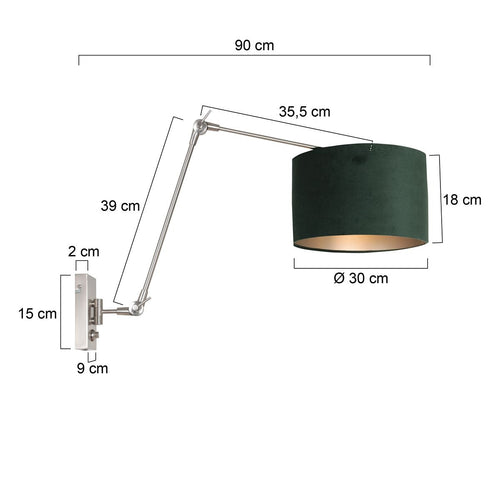 Steinhauer wandlamp prestige - 1 lichts - 90x 50 cm - mat chroom groen