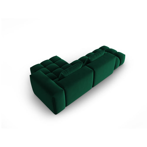 Cosmopolitan Design - Modulaire hoekbank rechts Verona 4-zits, flueel flessengroen - 145x265x70cm