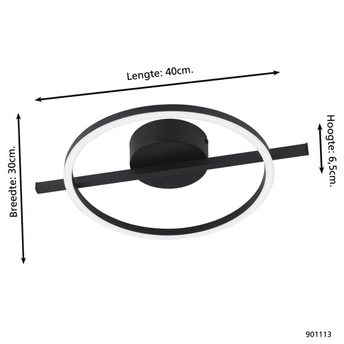 EGLO plafondlamp Amandolo - led - 40 cm - zwart/wit - instelbaar rgb - vtwonen shop