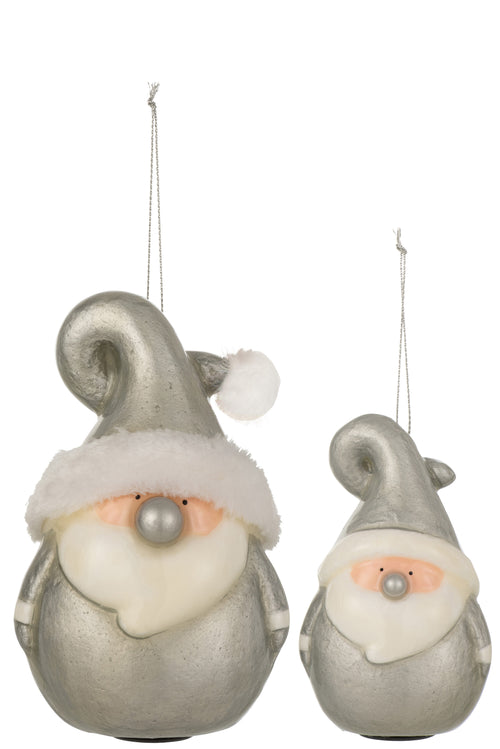 J-Line kersthanger Kerstman Fonkelende Neus - polyresin - zilver - large - 3 stuks - vtwonen shop