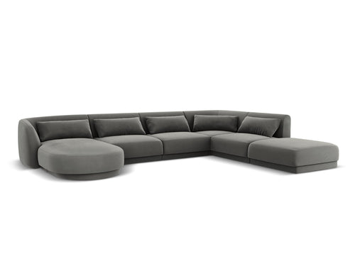 Cosmopolitan Design Panoramische hoekbank rechts Tulum 6-zits, flueel, lichtgrijs - 255x330x70cm