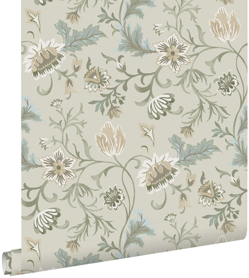 ESTAhome behang vintage bloemen zand beige - 53 cm x 10.05 m - 139412