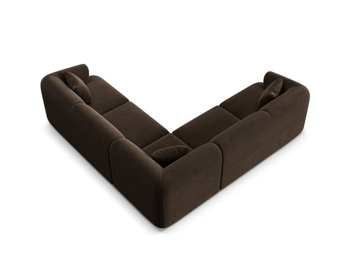 Cosmopolitan Design Symmetrische modulaire hoekbank Campi 6-zits, flueel chocolade - 255x255x70cm