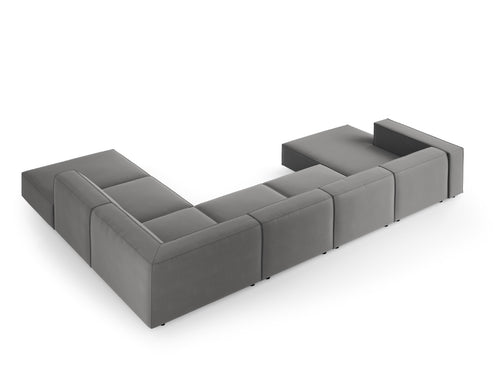 Cosmopolitan Design Panoramische hoekbank rechts Arendal 7-zits, flueel, cement - 262x364x70cm