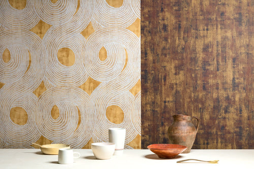 Masureel behang grafisch motief oranje - 53 cm x 10.05 m - 630858 - vtwonen shop