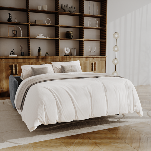 Premium Interiors - Snel uitklapbare slaapbank AVA - gewaafd fluweel leisteengrijs 178cm
