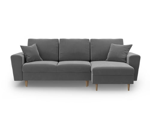 Cosmopolitan Design Omkeerbare converteerbare hoekbank met opbergdoos Kyoto 4-zits, flueel lichtgrijs - 145x241x88cm