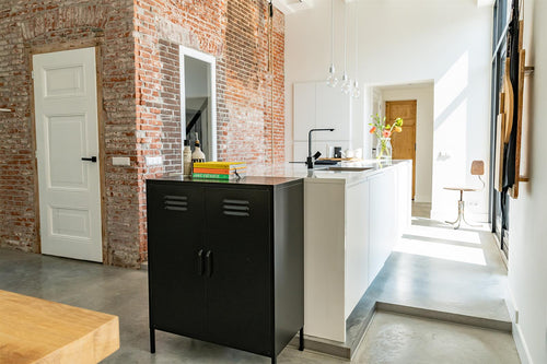 MaximaVida metalen lockerkast Finn 80 x 40 x 102 cm zwart - 2 schappen - vtwonen shop