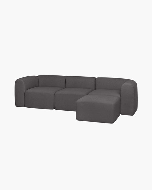 noo.ma Flom hoekbank 3-zits Fog Grey - modulair, zachte zit
