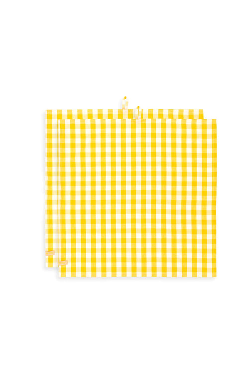 Pip Studio - Theedoeken Check - Geel - 65x65 cm - Set van 2