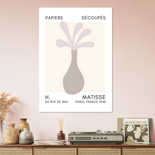 Artfulprints Poster Matisse - Ocean flower grey   - A4 21x29.7 cm - Grijs