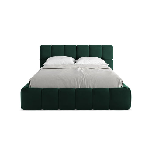 LaMiaSofa Bed met opbergruimte Roma - velours - flessengroen - 160x228x82
