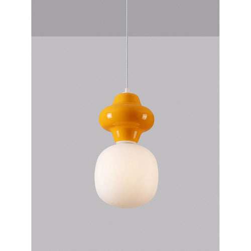 Nova Luce CLIO Korte, slanke hanglamp voor aan het plafond, oranje, mat wit, E14 fitting, 1x5W