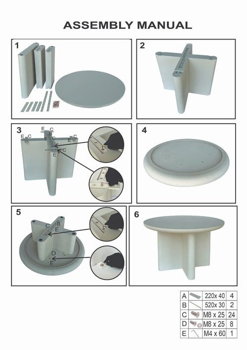 Giga Meubel Tuintafel Miso - Rond 120cm - Wit betonlook - Acryl Coating