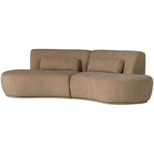 WOOOD half ronde bank 4-zits Batavier - Polyester - Velvet Lichtbruin - 74x254x122