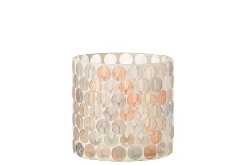 J-Line windlicht Mozaiek Cirkel - glas - wit/oranje - large