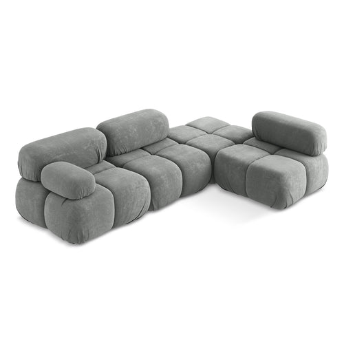 LaMiaSofa hoekbank rechts Sanremo - chenille stof - grijs - 285x190x70