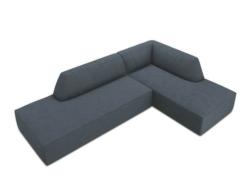 Micadoni rechter hoekbank Ruby 4-zits, ribfluwelen, blauw - 180x273x69cm