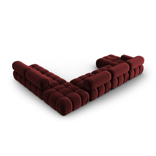 Cosmopolitan Design - Modulaire panoramische hoekbank rechts Cortina 7-zits, flueel rood - 282x376x70cm