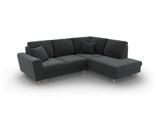 Cosmopolitan Design Converteerbare hoekbank rechts met opbergdoos Kyoto 5-zits, flueel donkergrijs - 194x243x88cm
