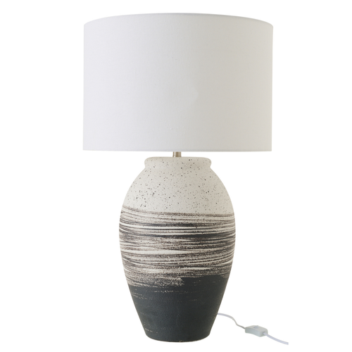 J-Line tafellamp Rolph - keramiek - zwart/beige