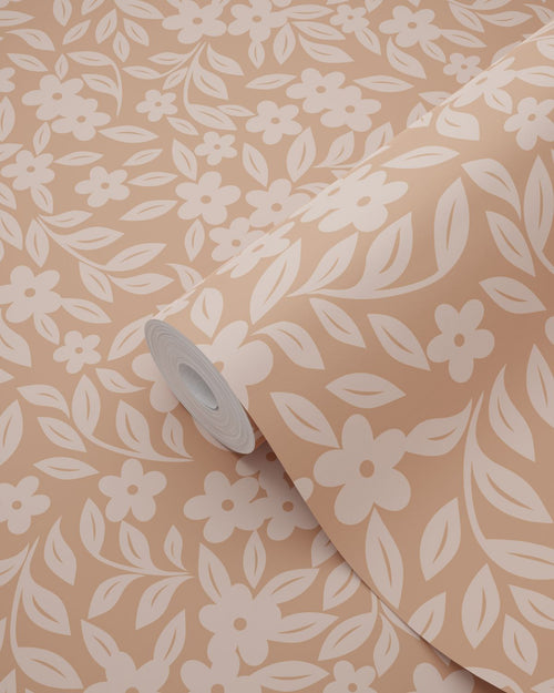 ESTAhome behang bloemetjes terracotta roze - 50 x 900 cm - 131445