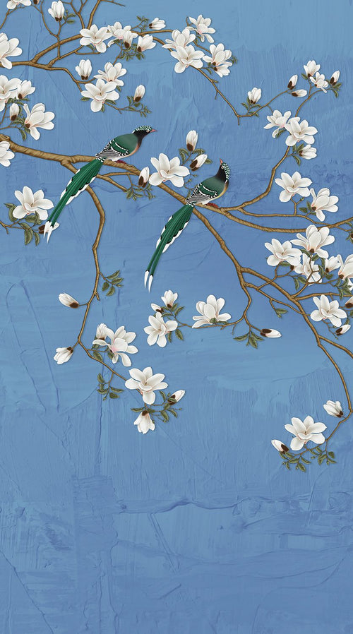 Sanders & Sanders fotobehang bloesemtakken vergrijsd blauw - 270 x 150 cm - 601217 - vtwonen shop