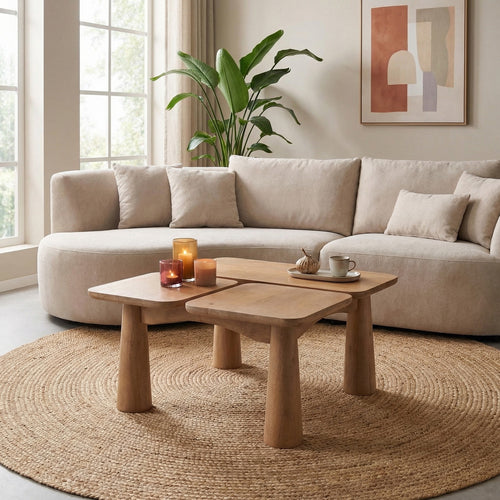 Starfurn Salontafel Vona - Organisch Naturel Hout - 80x70x36cm