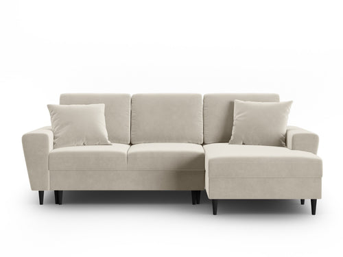 Cosmopolitan Design Converteerbare hoekbank rechts met opbergdoos Kyoto 4-zits, flueel lichtbeige - 145x241x88cm