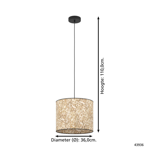 EGLO hanglamp Butterburn - e27 - ø 36 cm - zwart/wit/groen