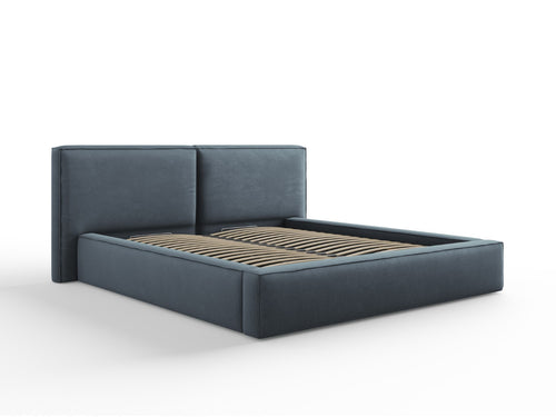 Micadoni Opbergbed met hoofdeinde Jodie 180x200cm, structurele stof, blauw - 228x234x108cm