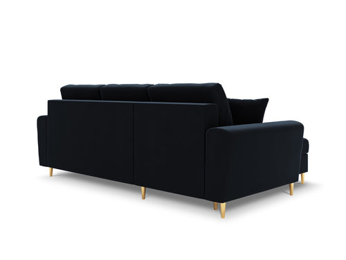 Cosmopolitan Design Omkeerbare converteerbare hoekbank met opbergdoos Kyoto 4-zits, flueel donkerblauw - 145x241x88cm