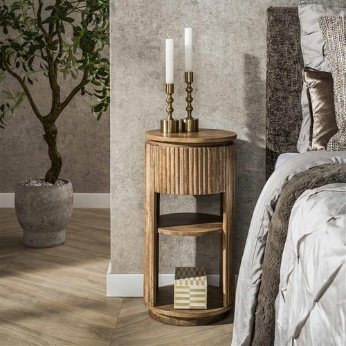 Giga Meubel Nachtkastje Wave XS - Naturel Mangohout - 30x30x60cm