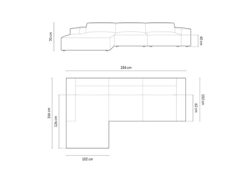 Cosmopolitan Design linker hoekbank Chicago 4-zits, chenille olie - 167x294x78cm