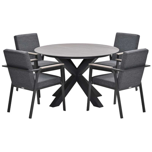 Garden Impressions tuinset Angela - Duuk - donker grijs - Ø120 cm - 5-delig