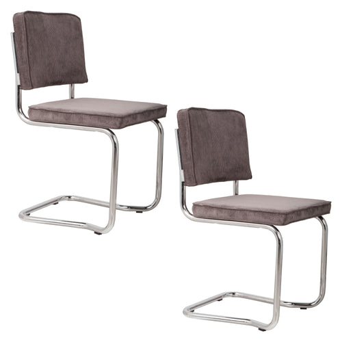 Zuiver Ridge Rib Kink Eetkamerstoelen Grijs - Set van 2 - vtwonen shop