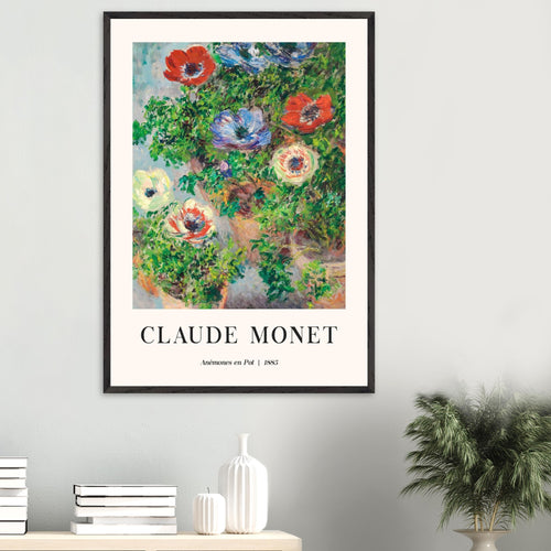 Artfulprints Poster met Lijst Claude Monet - Anémones en pot   - 30x40 cm - Groen