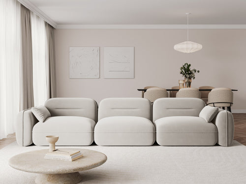 Cosmopolitan Design Modulaire bank Sydney 4-zits, flueel, lichtbeige - 90x320x70cm