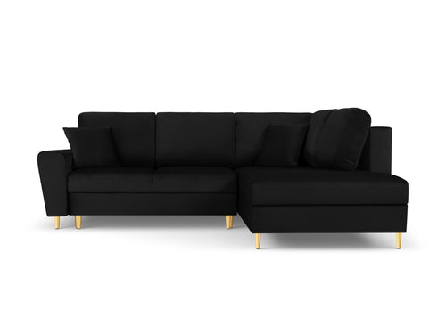 Cosmopolitan Design Converteerbare hoekbank rechts met opbergdoos Kyoto 5-zits, flueel, zwart - 194x243x88cm