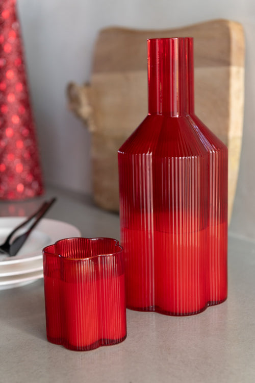J-Line karaf Fiore - glas - rood