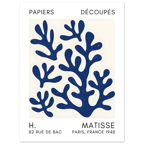 Artfulprints  Matisse – Coral shadows navy blue II   poster 30x40 cm