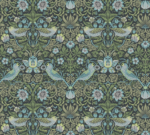 Livingwalls behang bloemen en vogels in art nouveau stijl groen en blauw - 53 cm x 10.05 m - AS-390561 - vtwonen shop